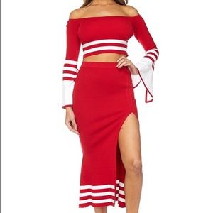 2 piece crop and skirt